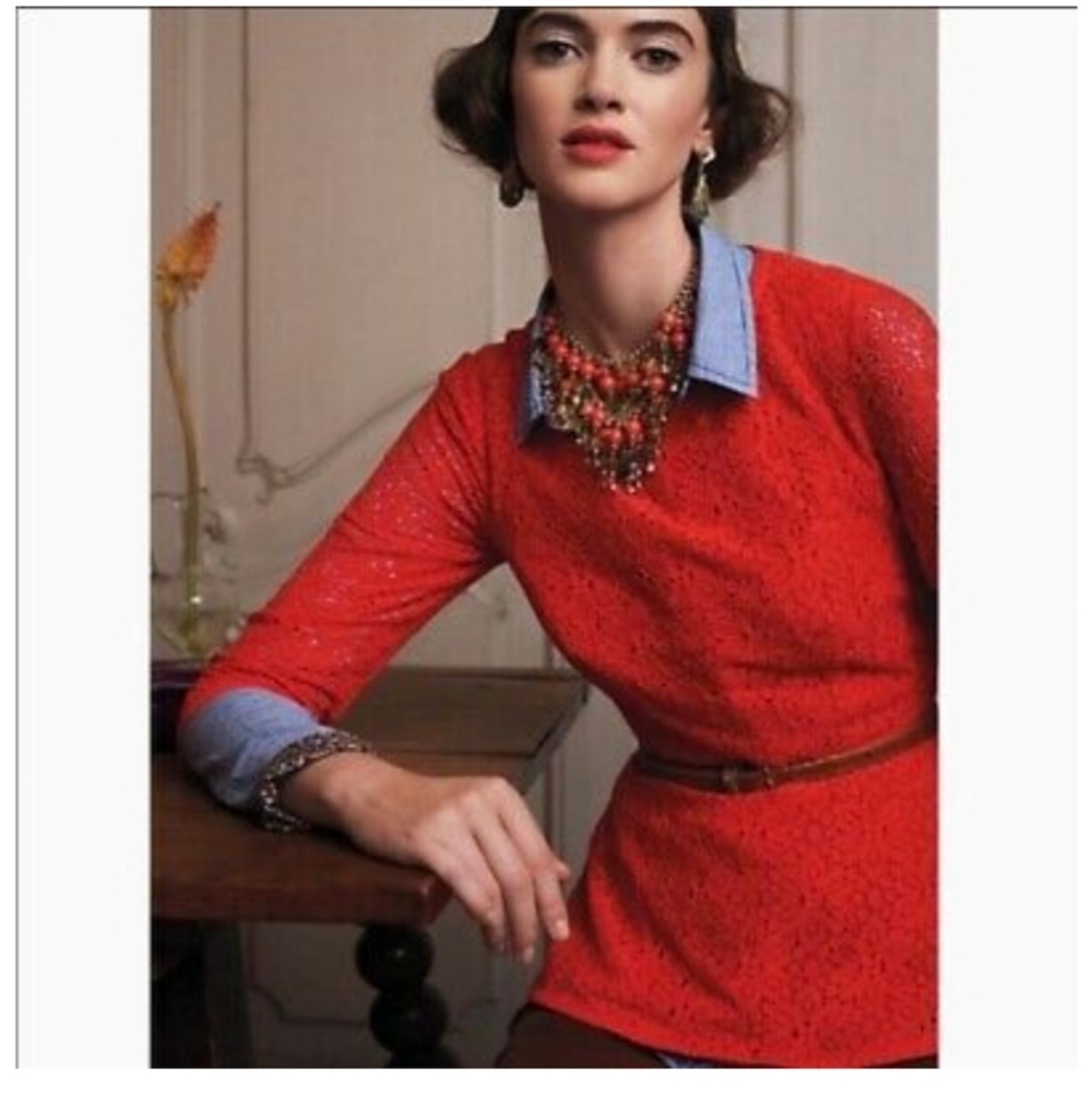 ❤ ANTHROPOLOGIE MOULINETTE SOEURS LACE PEPLUM TOP, 4